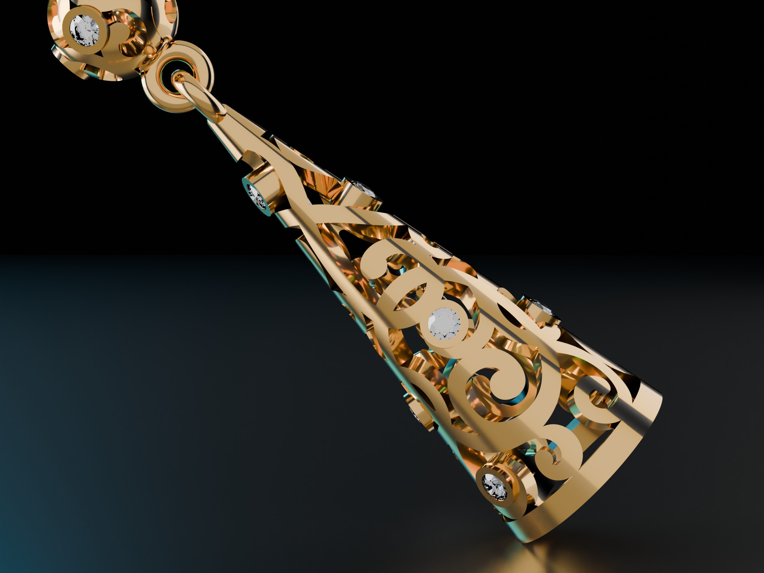 Conical Christmas Earrings 3D print model_2