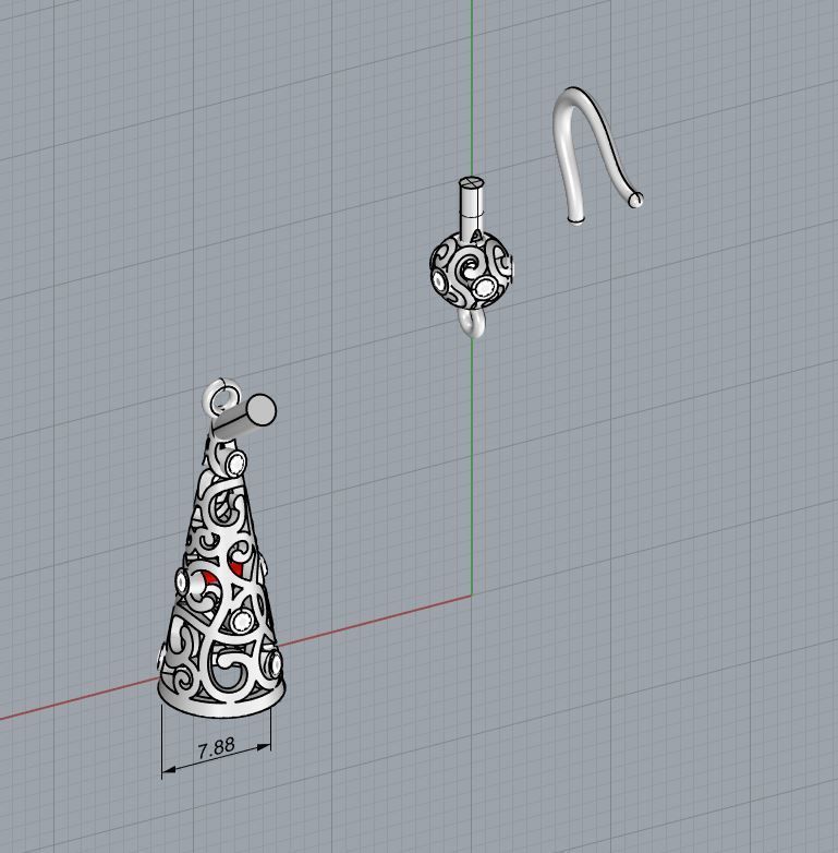 Conical Christmas Earrings 3D print model_13