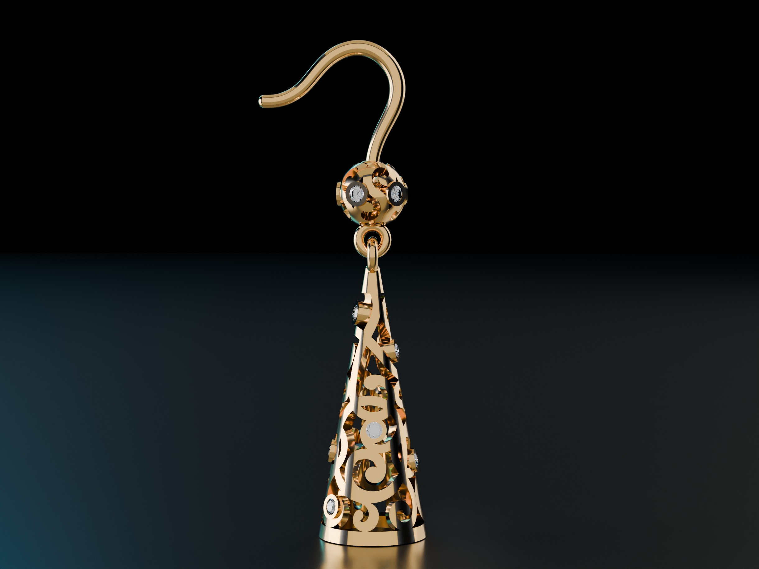 Conical Christmas Earrings 3D print model_7