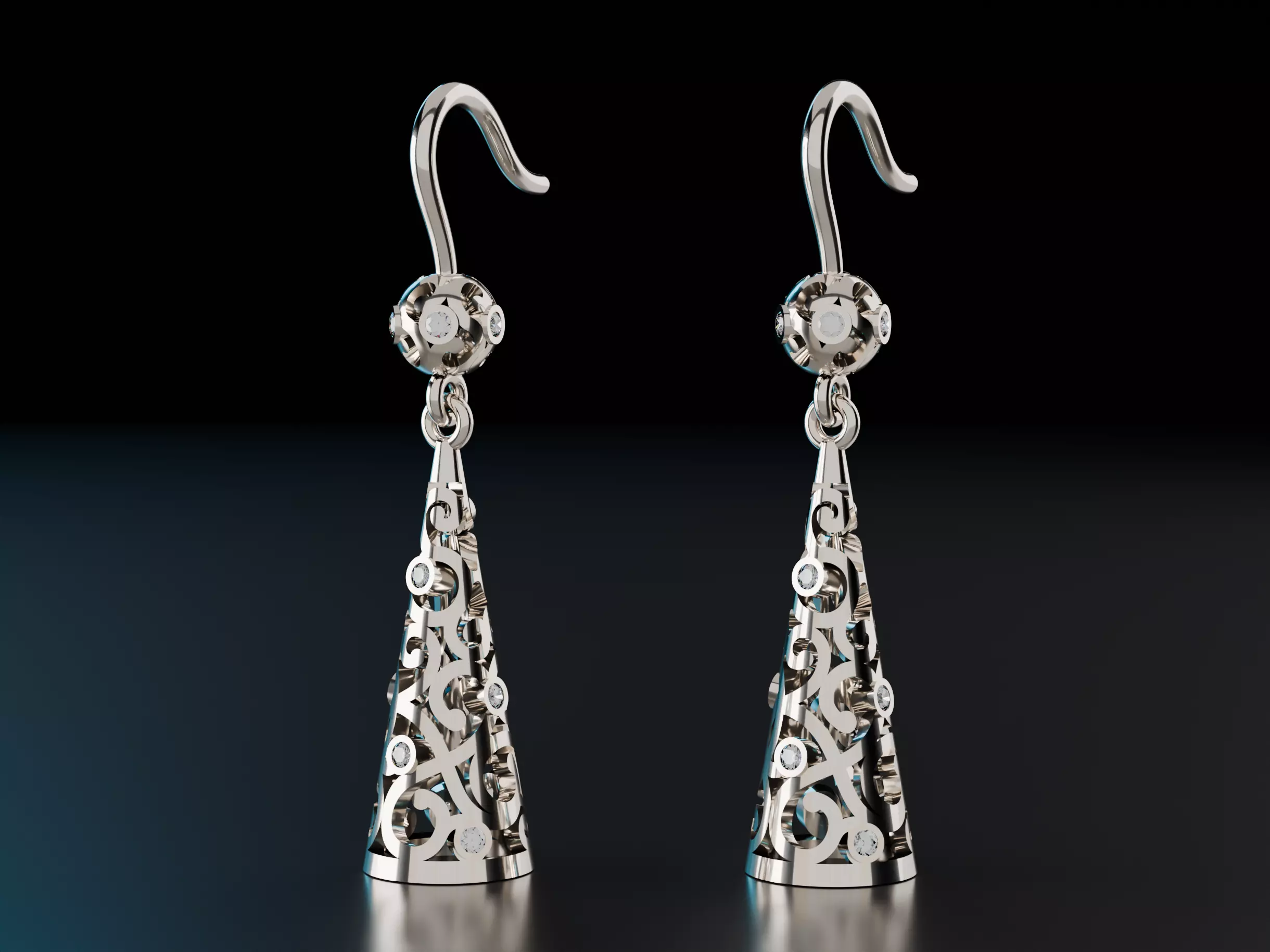 Conical Christmas Earrings 3D print model_0