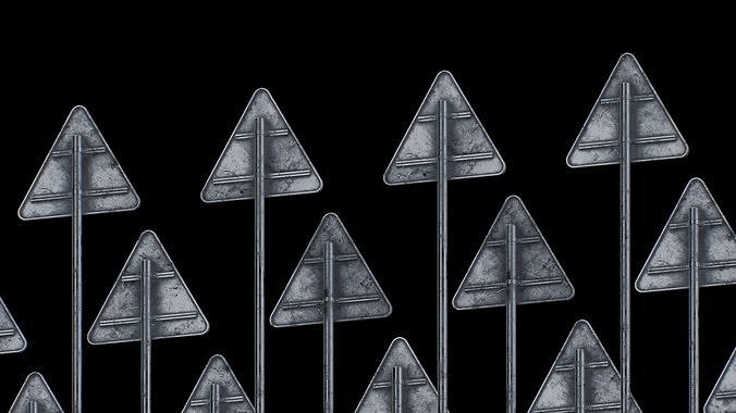 game-ready warning signs Low-poly 3D model 3