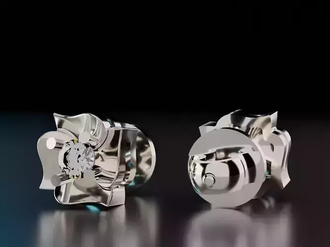 Shape Stud Flower Earrings 3D print model