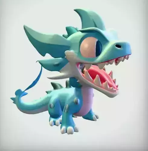 Cute Cartoon Dragon Low-poly 3D model