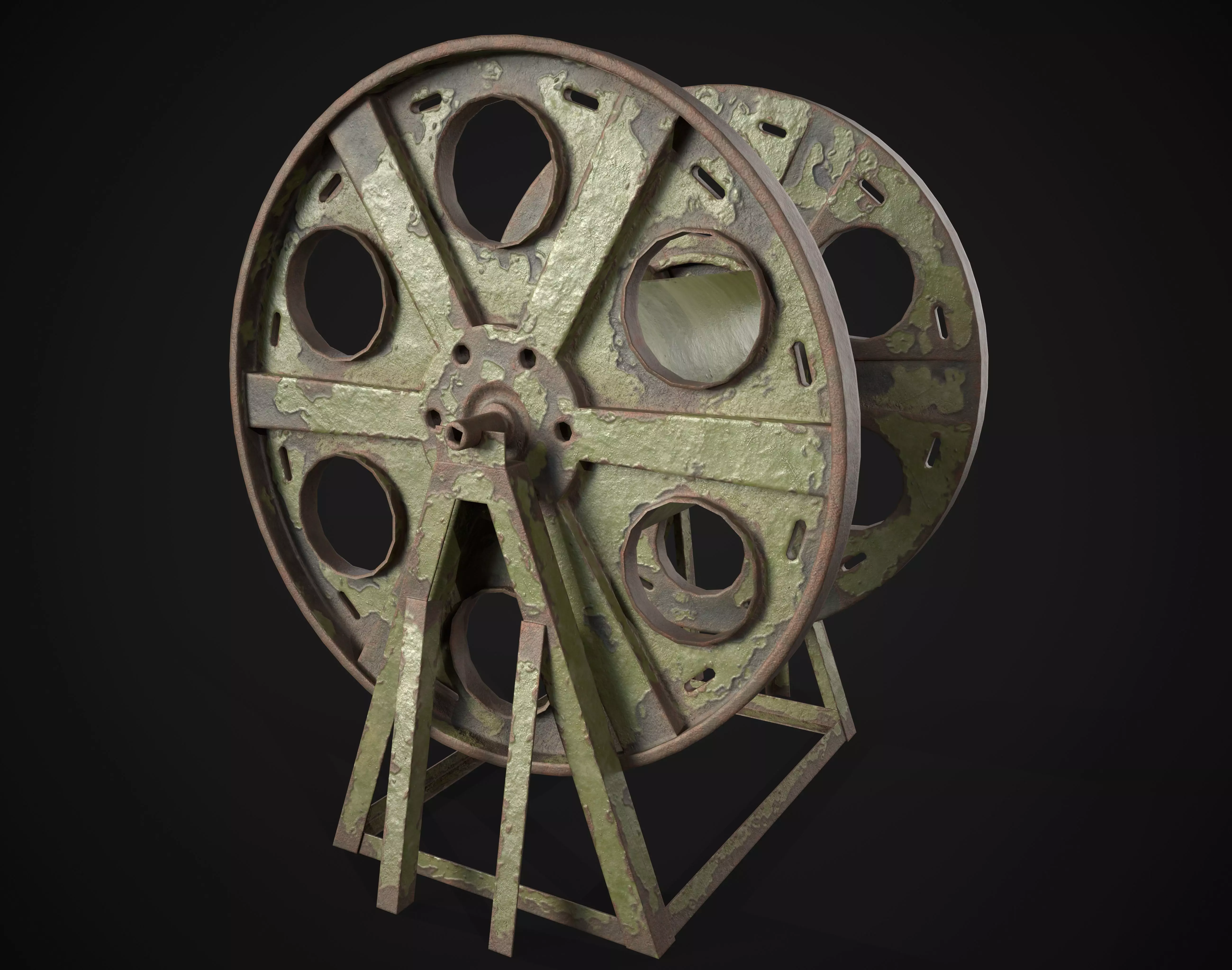 Cable Reel Low-poly 3D model_0