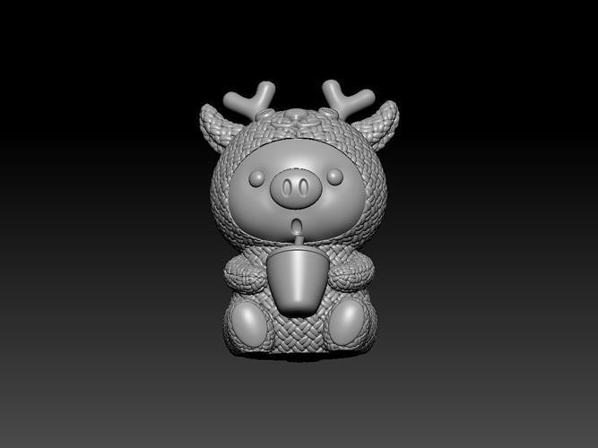 Piggy Plush Toy Animal Deer 3D print model