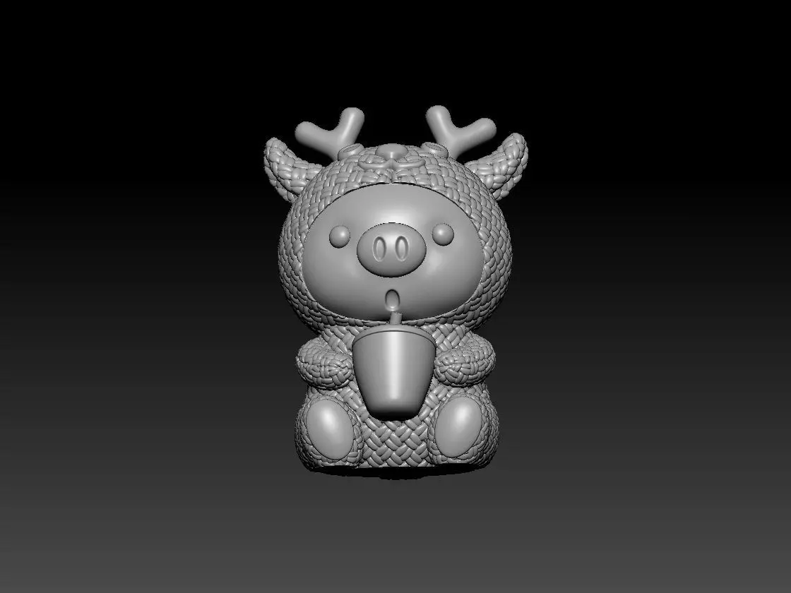 Piggy Plush Toy Animal Deer 3D print model_0