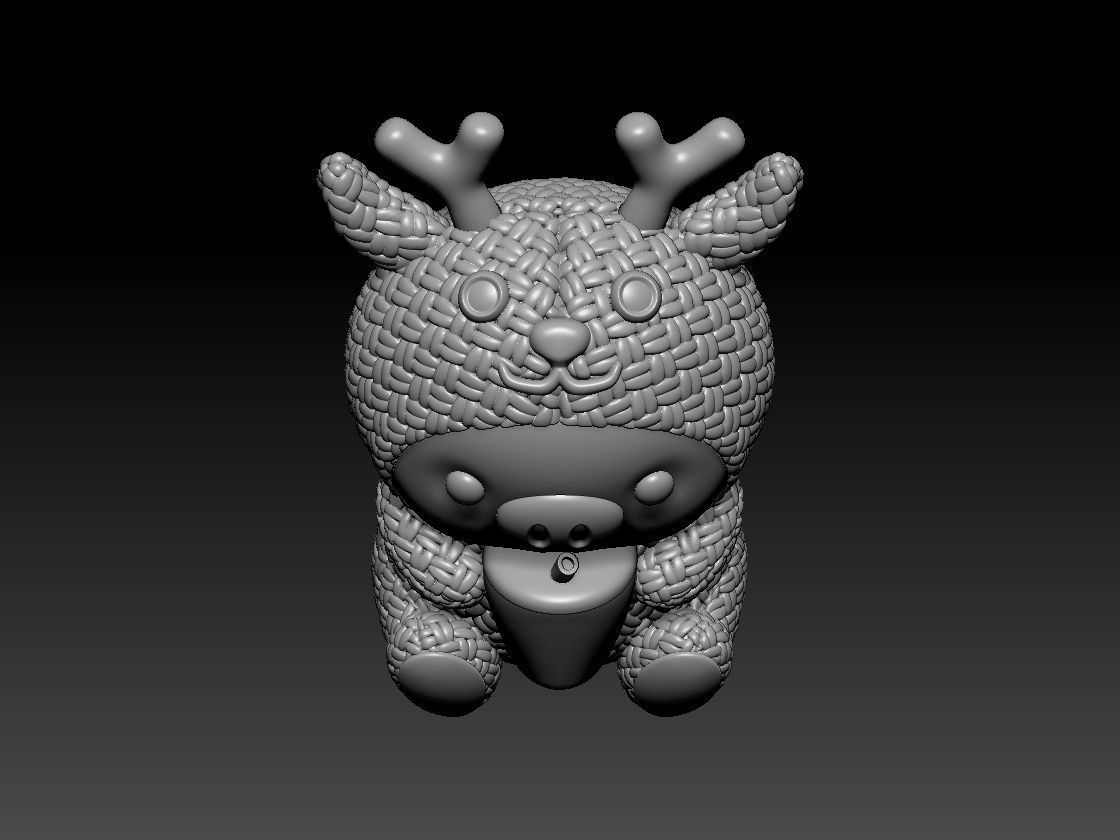 Piggy Plush Toy Animal Deer 3D print model_2