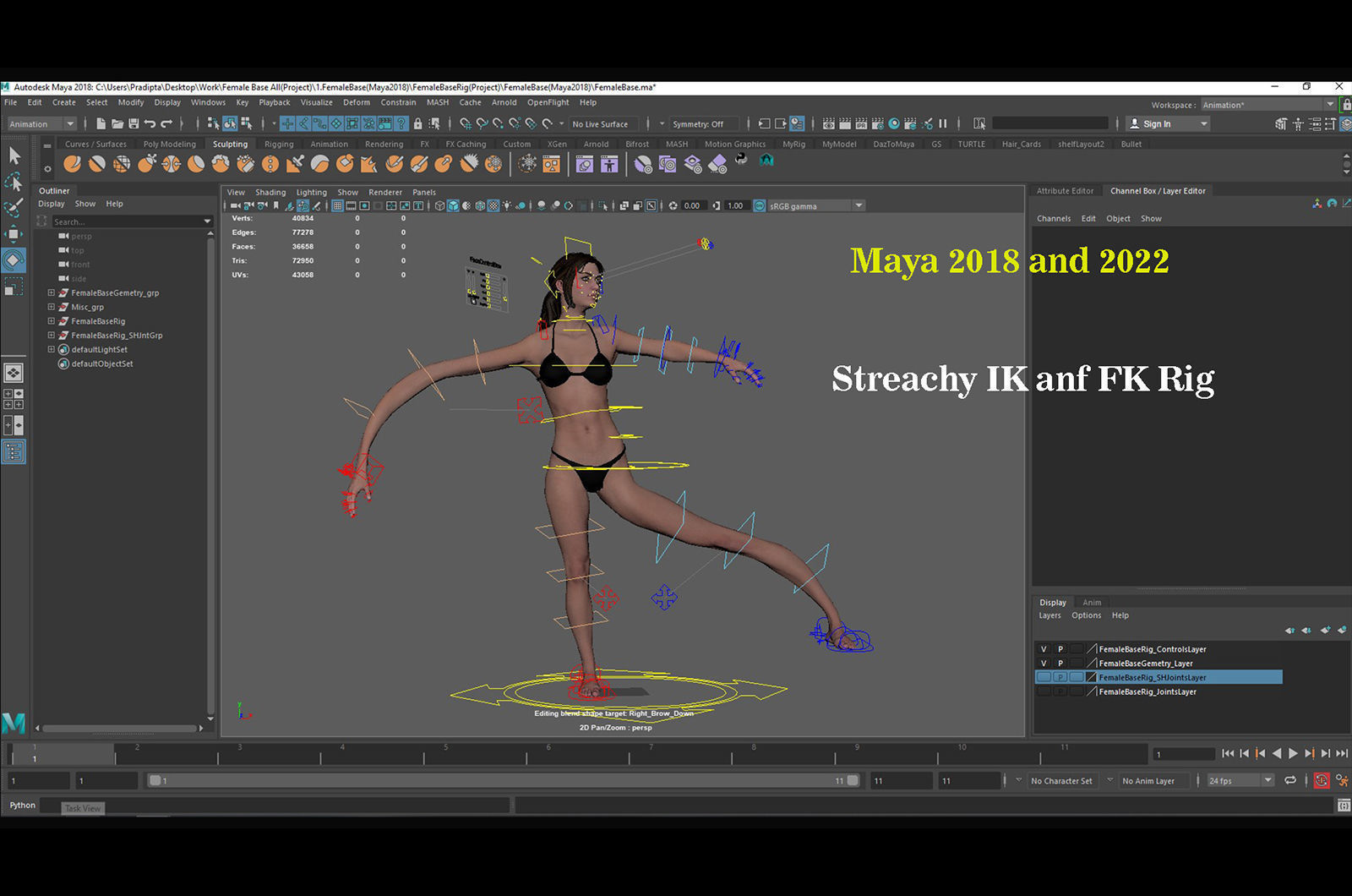 Female Base Model Rig Low-poly 3D model_19