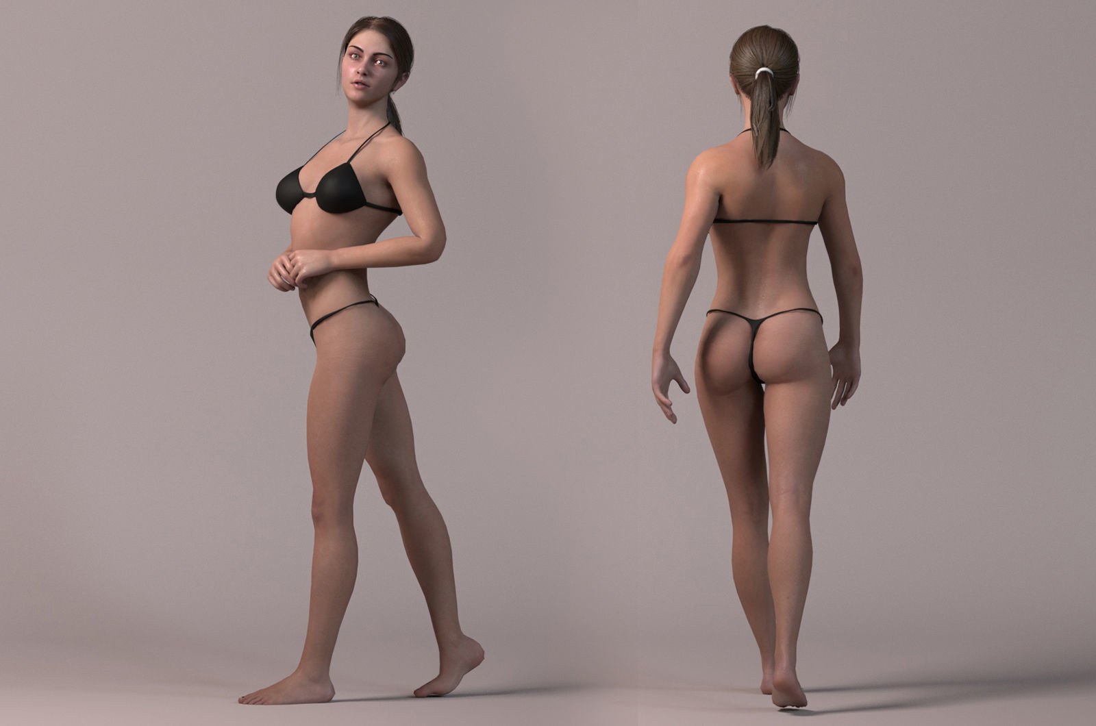 Female Base Model Rig Low-poly 3D model_6