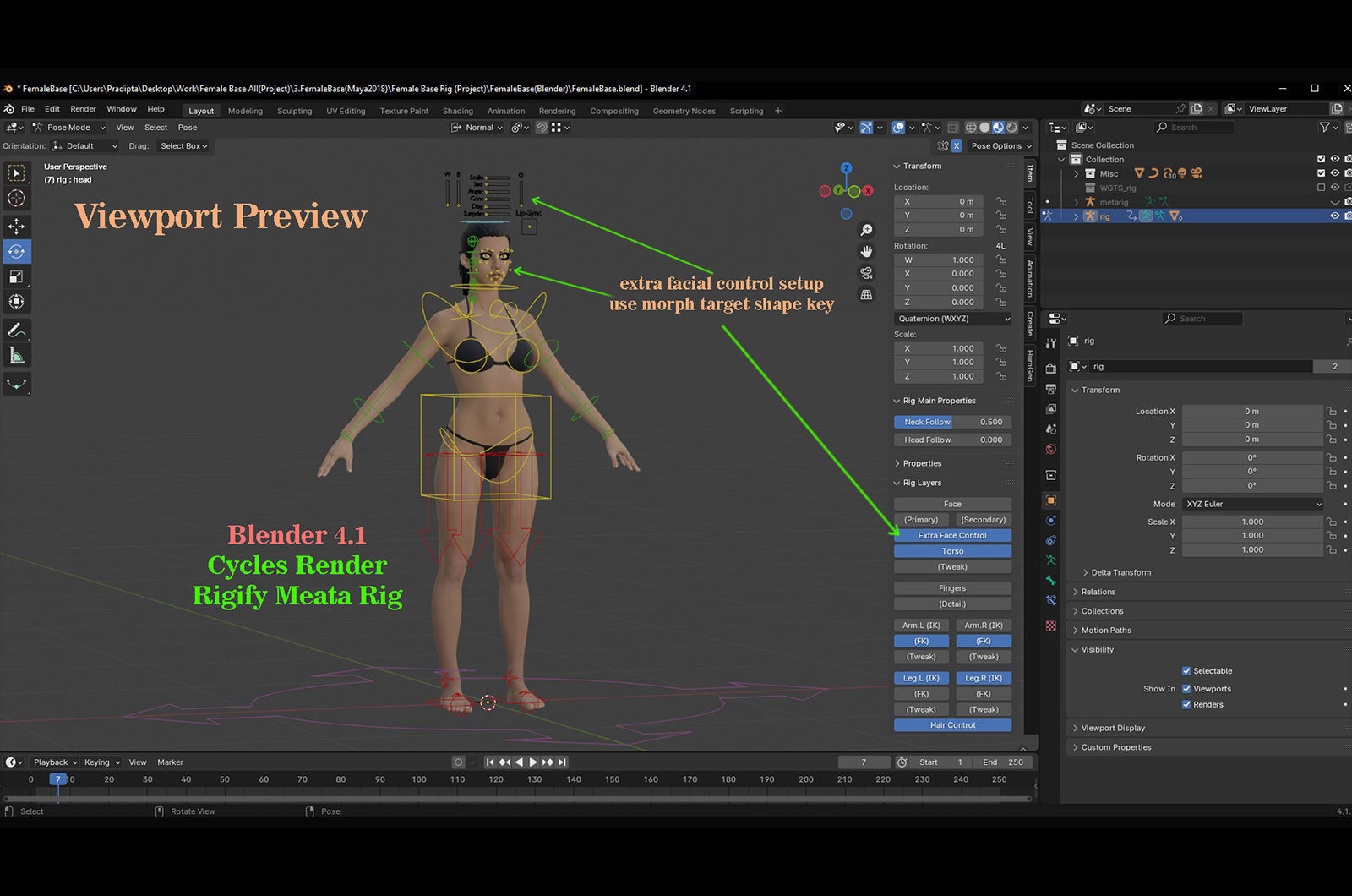 Female Base Model Rig Low-poly 3D model_20