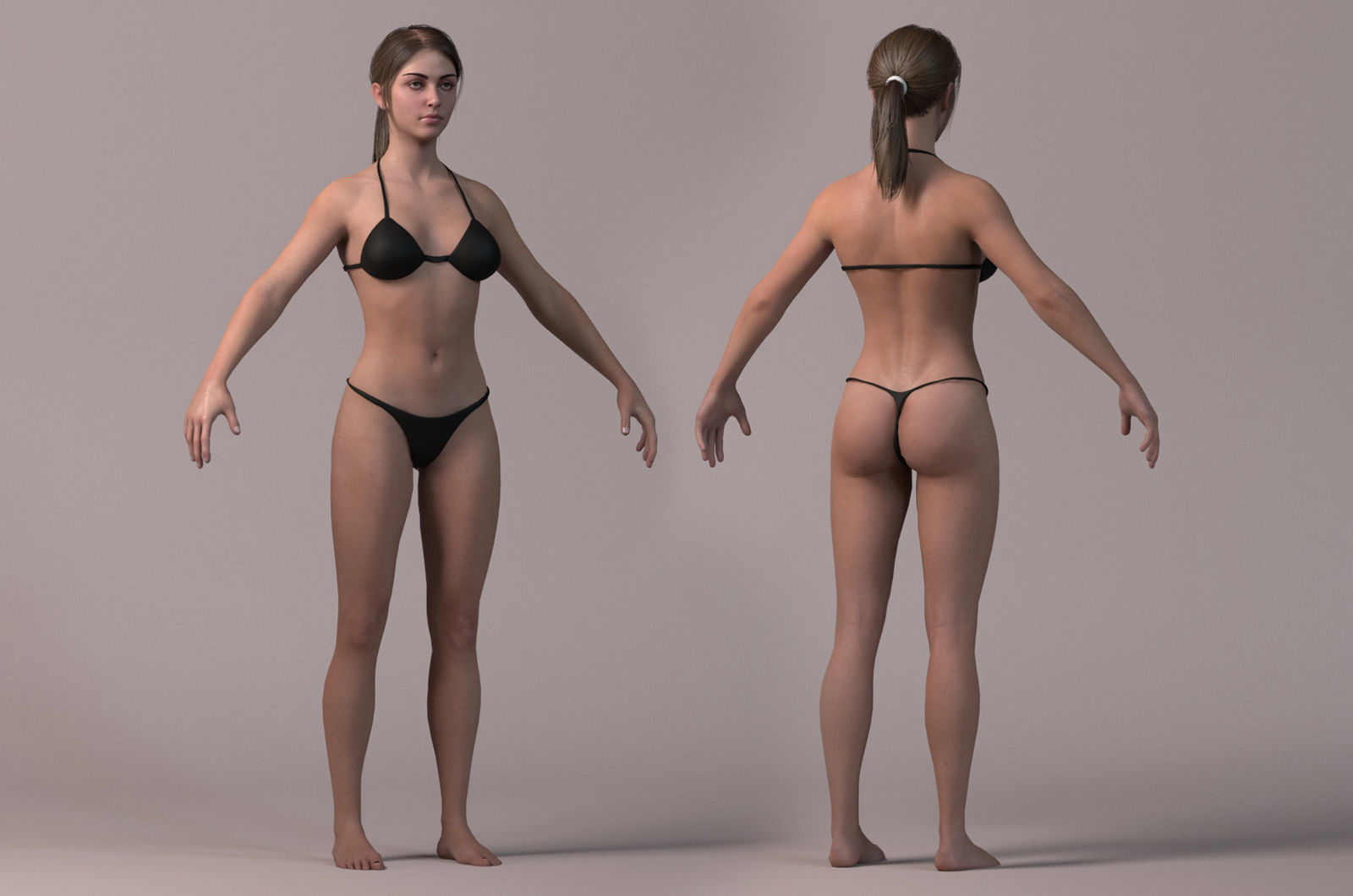 Female Base Model Rig Low-poly 3D model_9