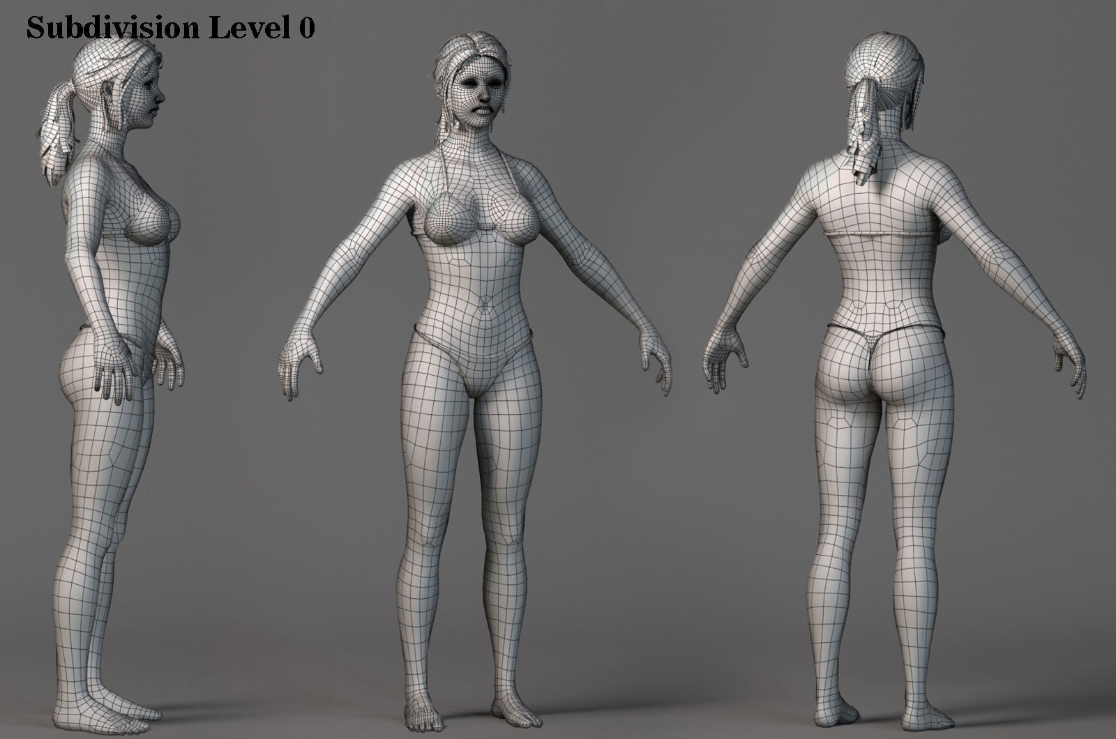 Female Base Model Rig Low-poly 3D model_23