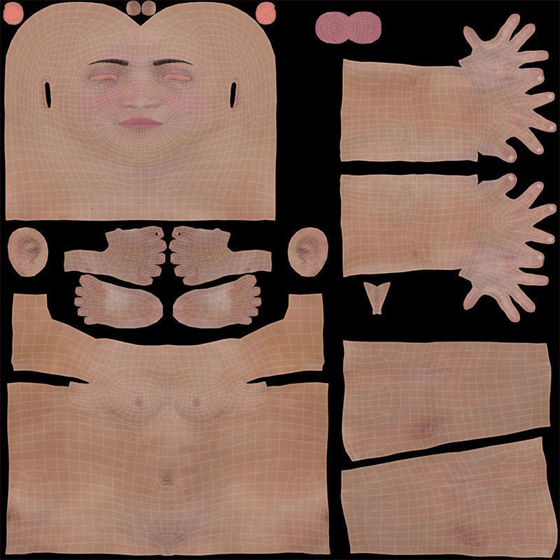 Female Base Model Rig Low-poly 3D model_25