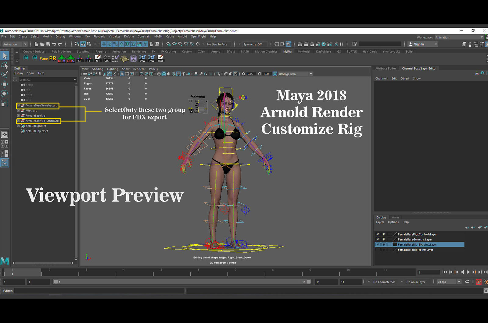 Female Base Model Rig Low-poly 3D model_18