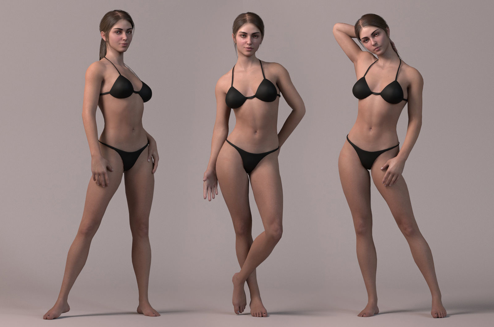 Female Base Model Rig Low-poly 3D model_5