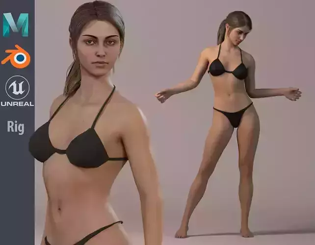 Female Base Model Rig Low-poly 3D model