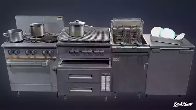 RESTAURANT - Cooking Appliance Set 01 - LOW POLY AND NANITE Low-poly 3D model