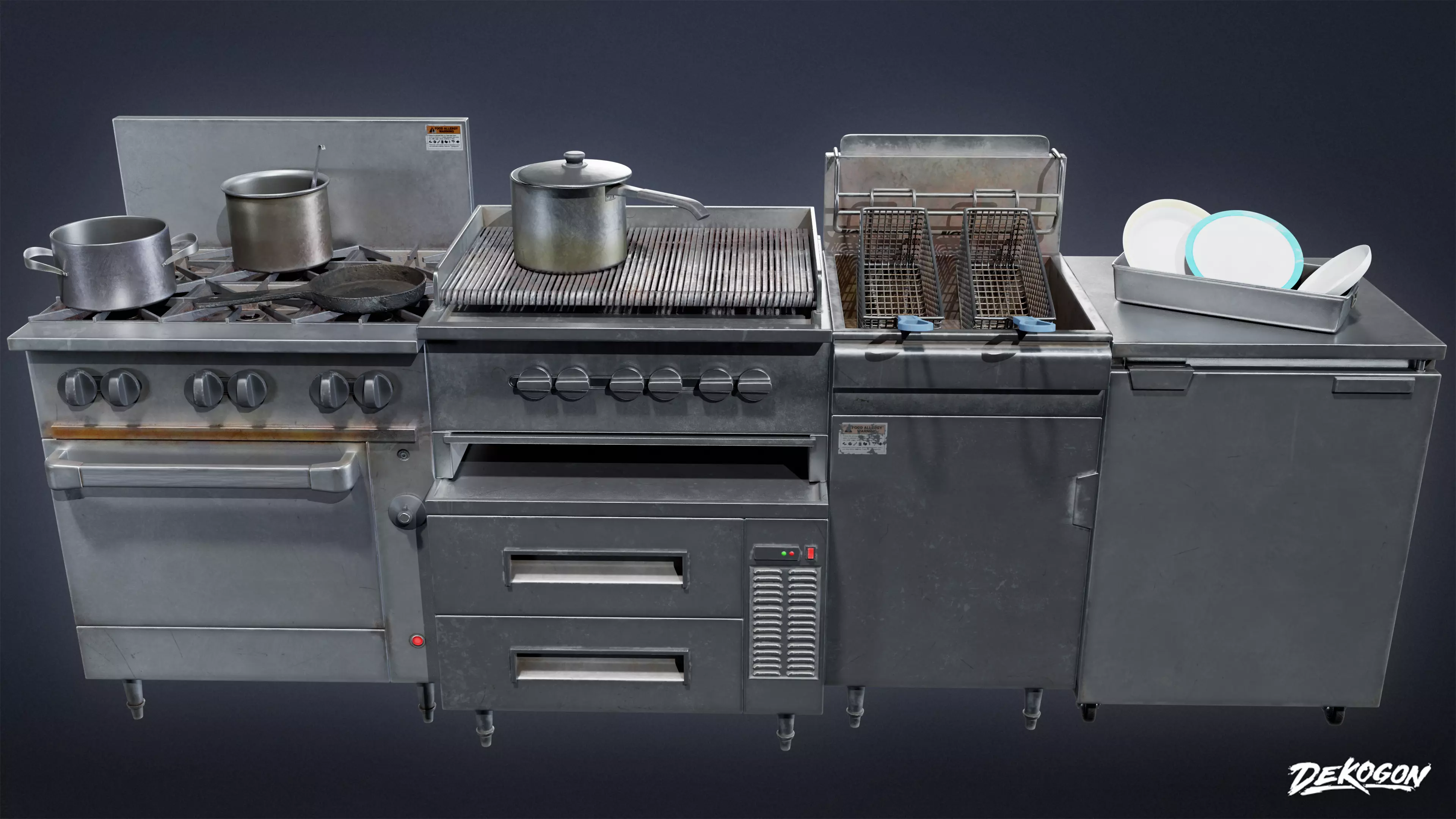 RESTAURANT - Cooking Appliance Set 01 - LOW POLY AND NANITE Low-poly 3D model_0