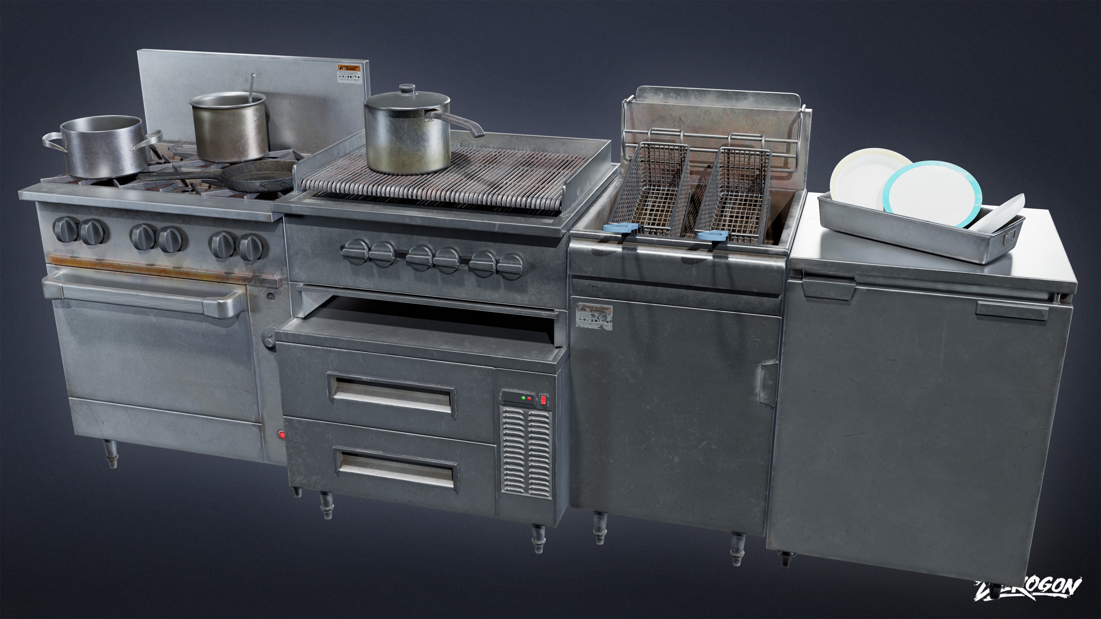 RESTAURANT - Cooking Appliance Set 01 - LOW POLY AND NANITE Low-poly 3D model_1