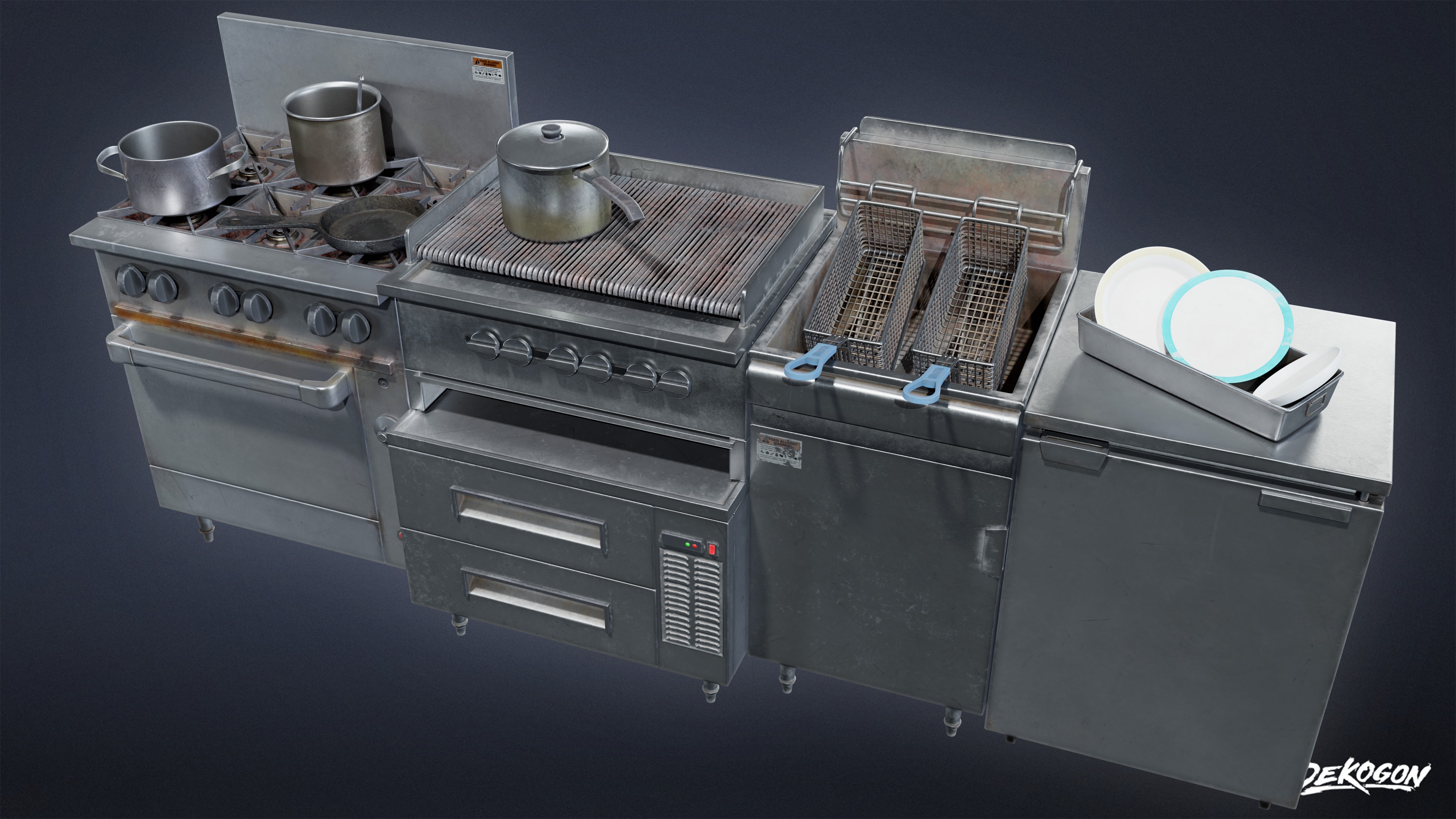 RESTAURANT - Cooking Appliance Set 01 - LOW POLY AND NANITE Low-poly 3D model_4