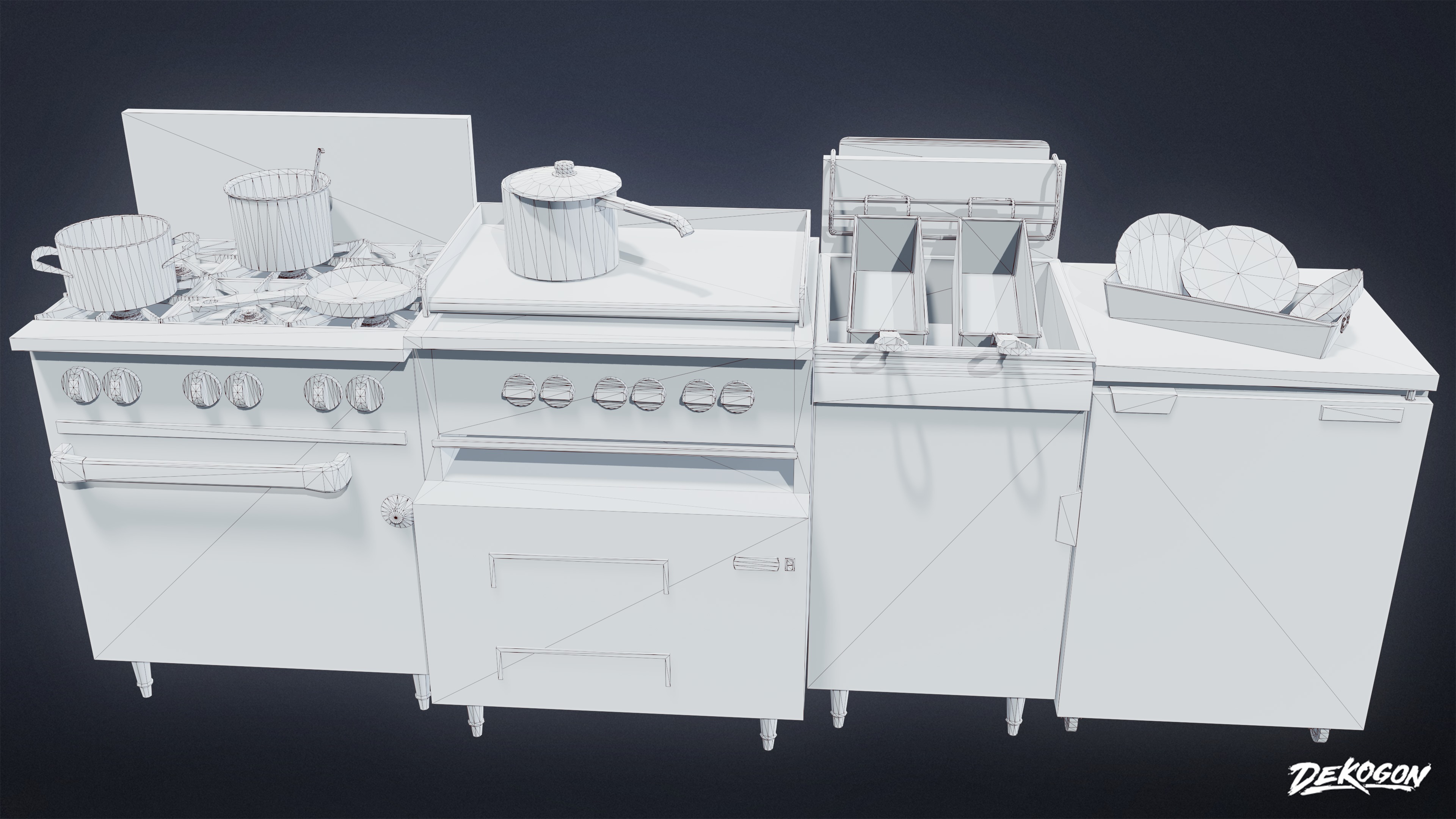 RESTAURANT - Cooking Appliance Set 01 - LOW POLY AND NANITE Low-poly 3D model_9