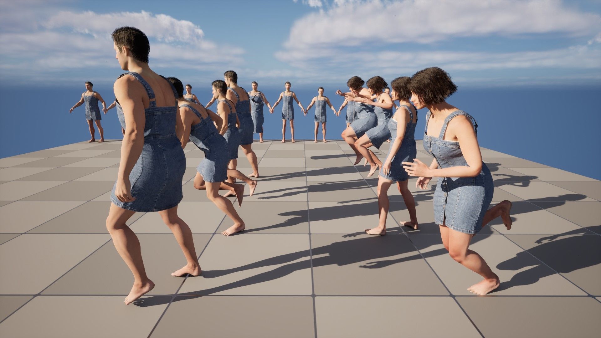 Denim Dress 99 - All MH Bodies - UE5 Skeletons - Rigged Low-poly 3D model_17