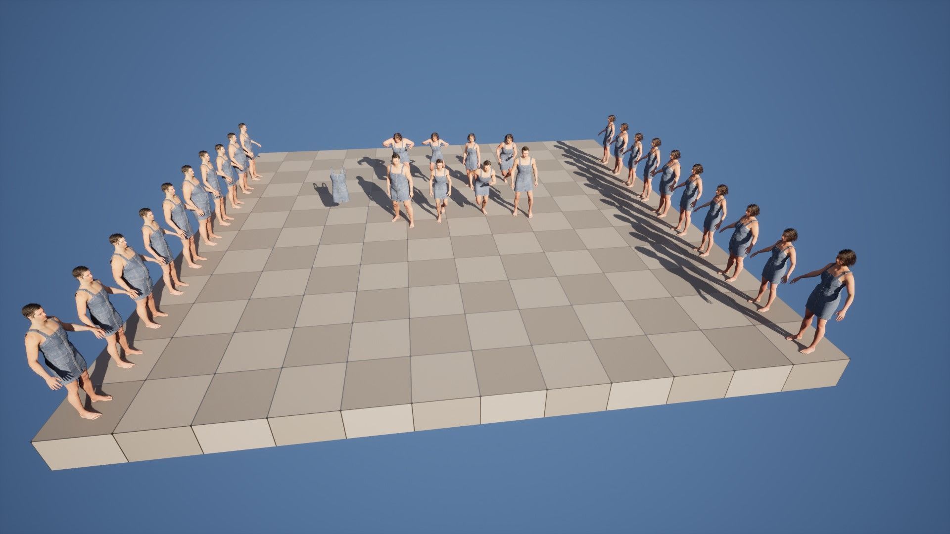 Denim Dress 99 - All MH Bodies - UE5 Skeletons - Rigged Low-poly 3D model_13