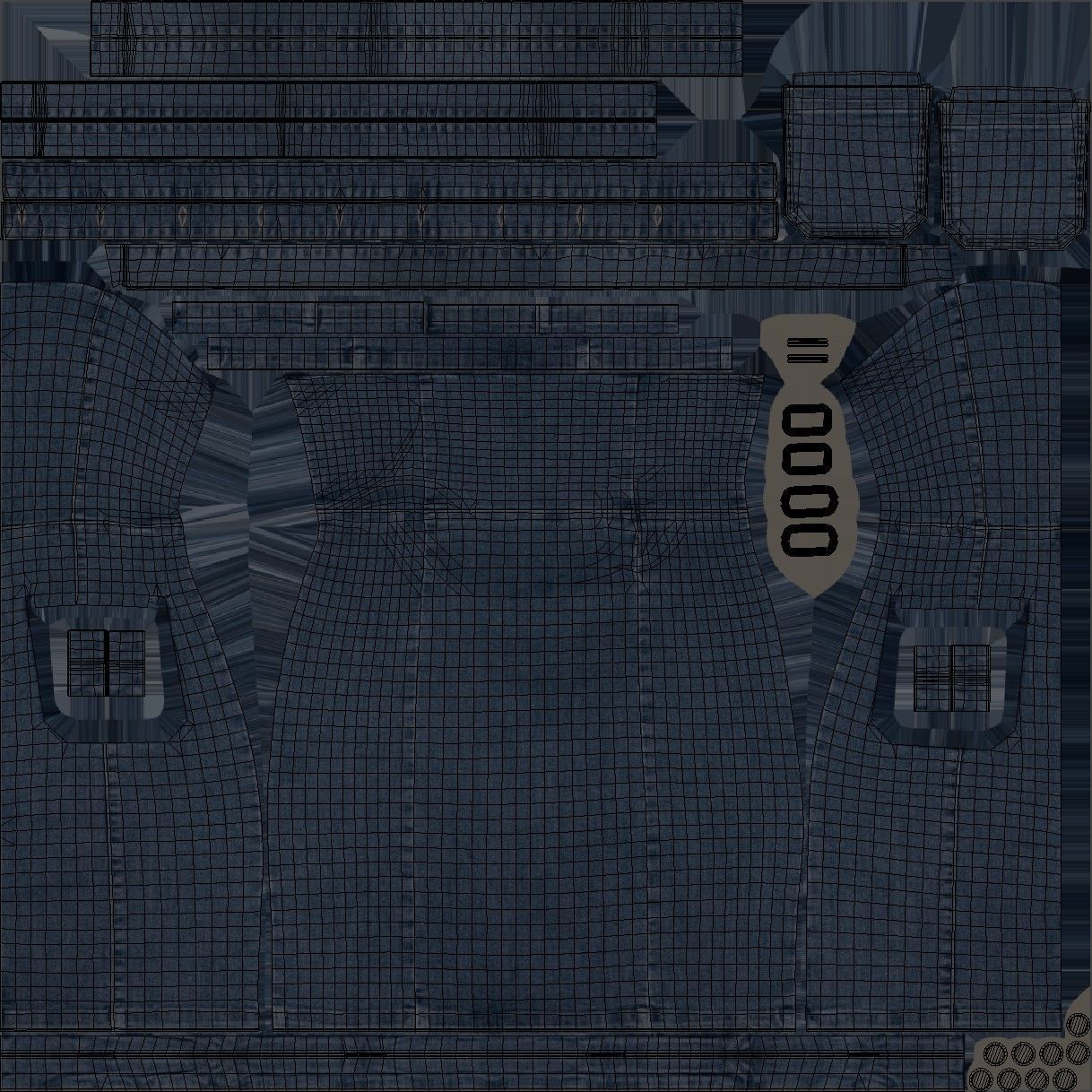 Denim Dress 99 - All MH Bodies - UE5 Skeletons - Rigged Low-poly 3D model_19