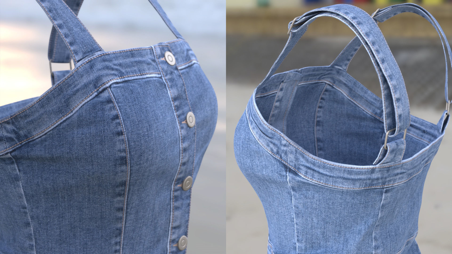 Denim Dress 99 - All MH Bodies - UE5 Skeletons - Rigged Low-poly 3D model_7