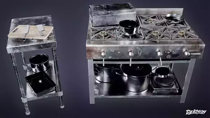 RESTAURANT - Cooking Appliance Set 02 - LOW POLY AND NANITE Low-poly 3D model