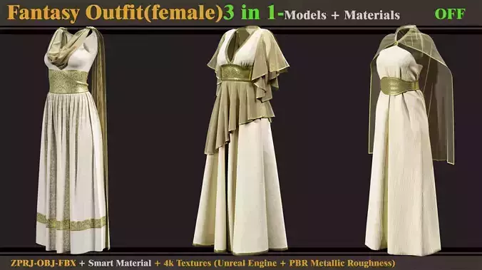 3 in 1 Fantasy Outfits-MD-Clo3d-OBJ-FBX-ZPRJ-Materials-Textures