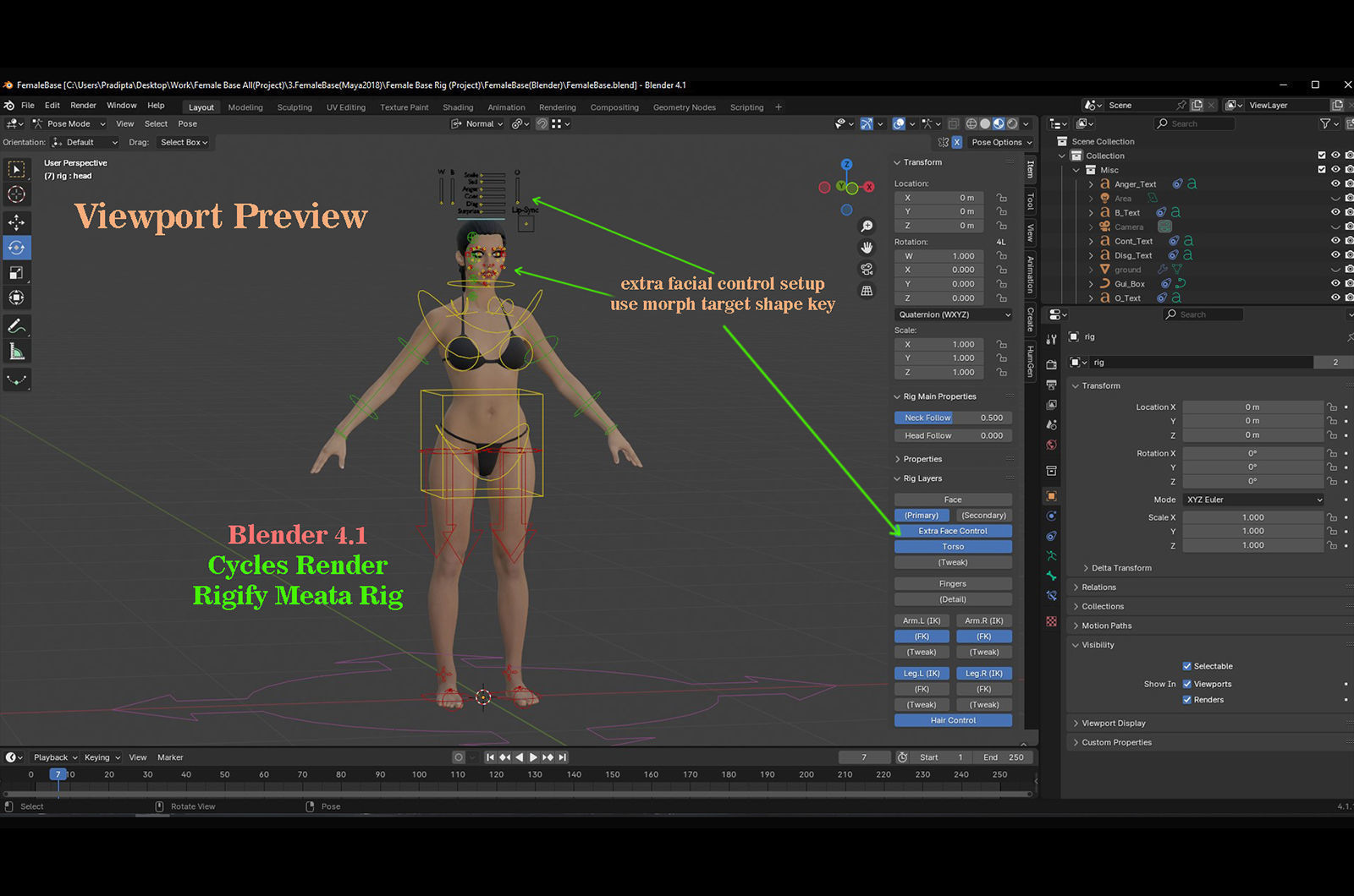 Female Base Model Rig Low-poly 3D model_20