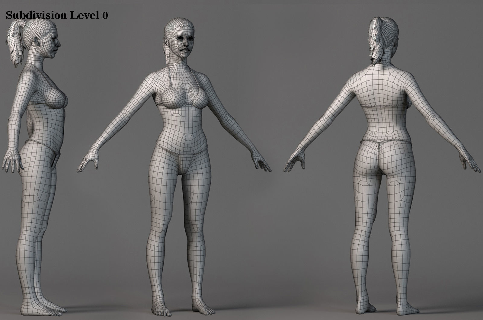 Female Base Model Rig Low-poly 3D model_26