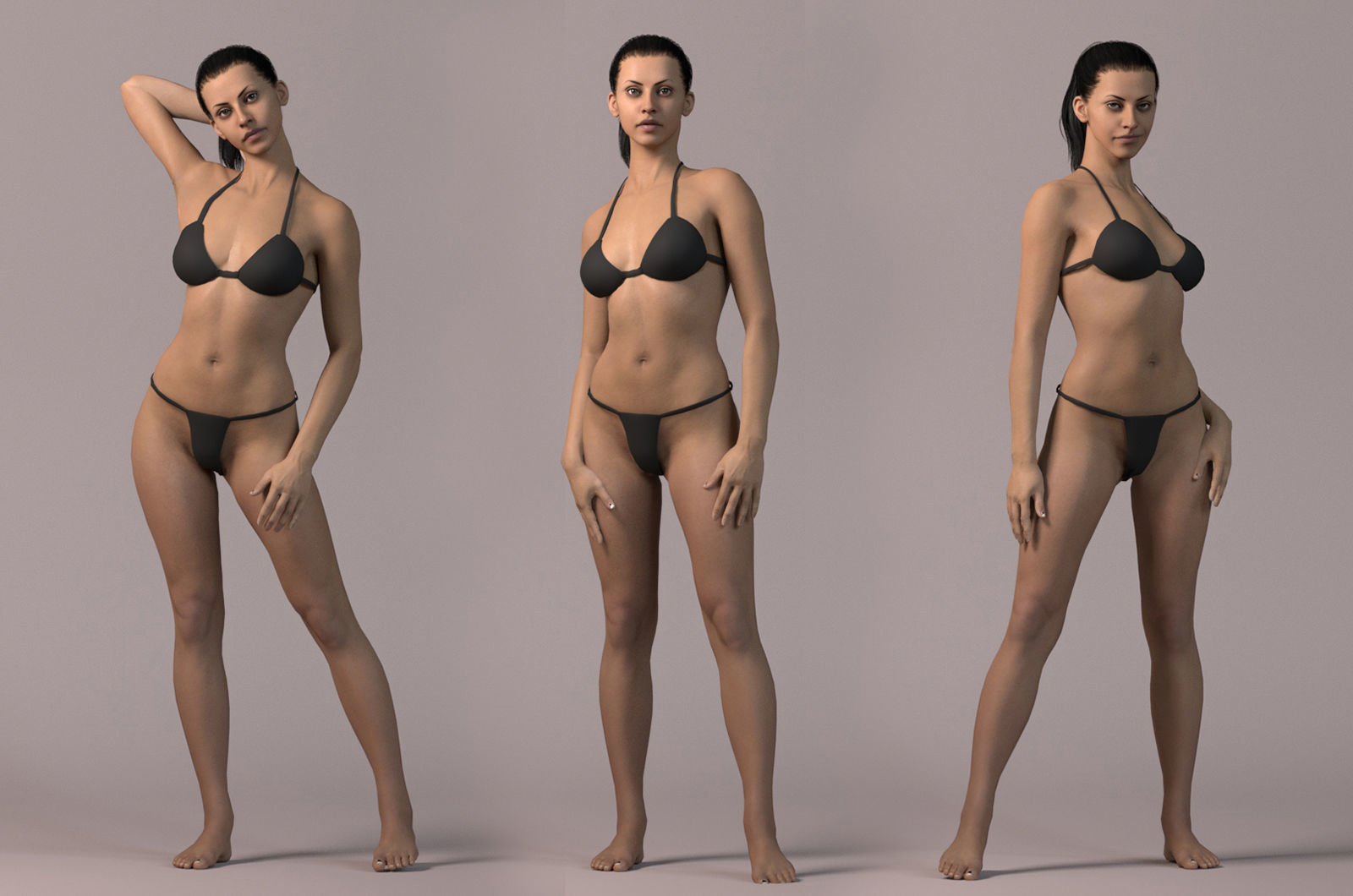 Female Base Model Rig Low-poly 3D model_5