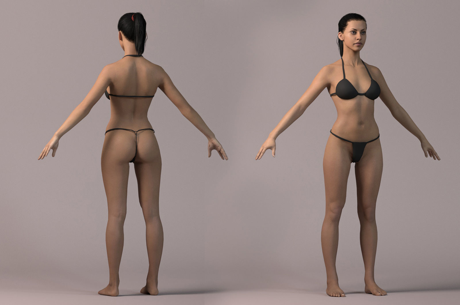 Female Base Model Rig Low-poly 3D model_4