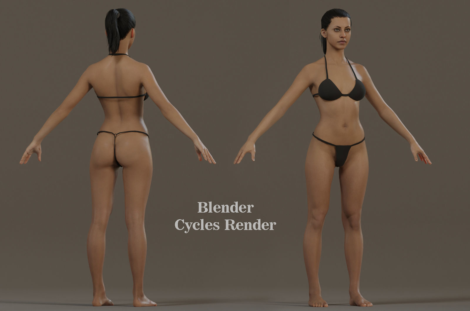 Female Base Model Rig Low-poly 3D model_10