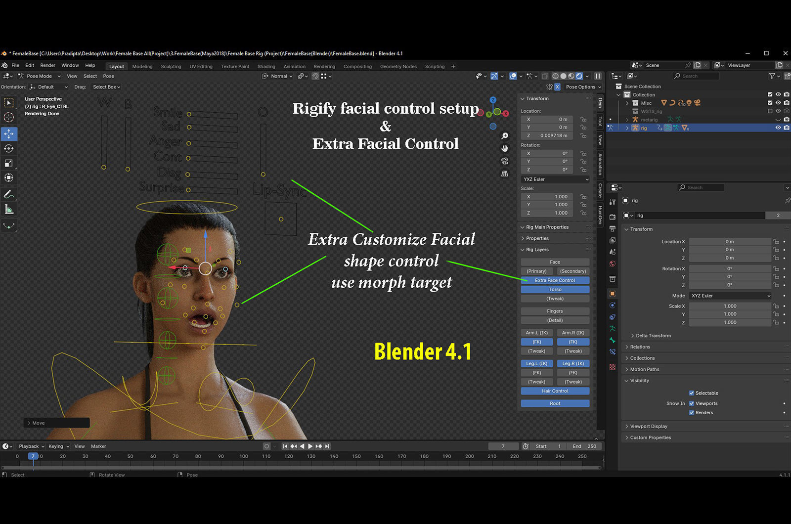 Female Base Model Rig Low-poly 3D model_24