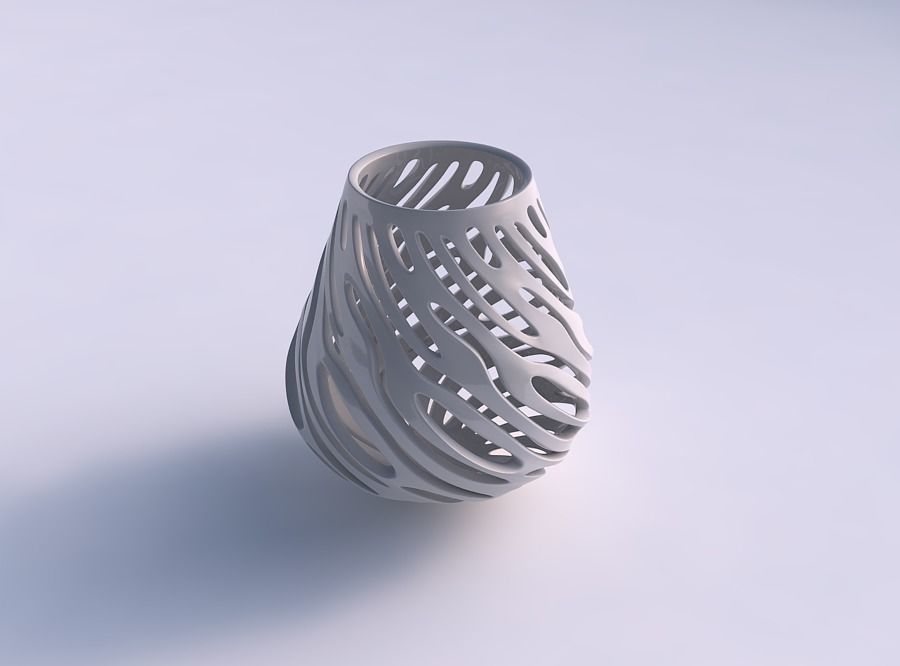 Vase oval wide opening with smooth cuts wide middle 3D print model_0