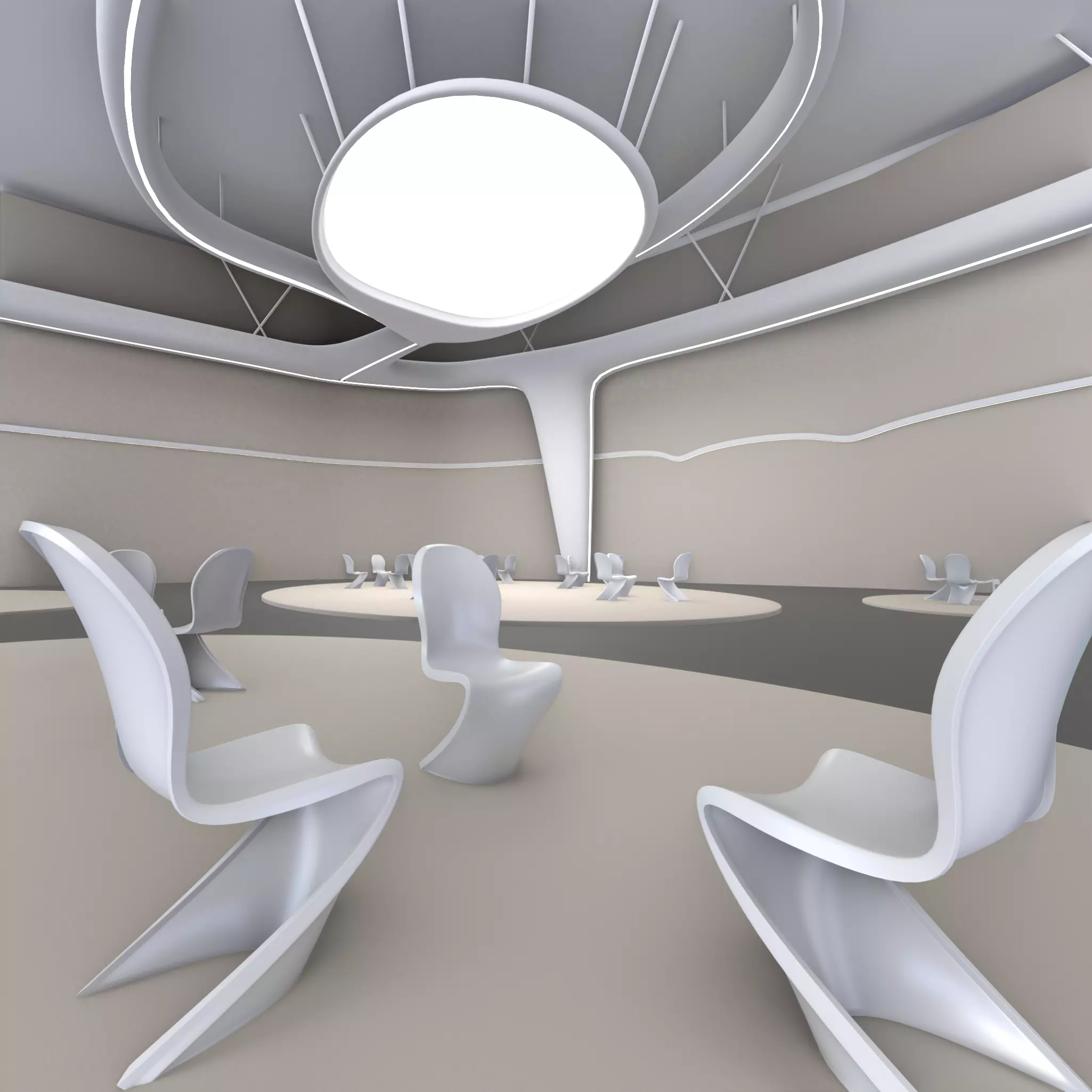 Futuristic Exbition Conference hall Interior 3D model