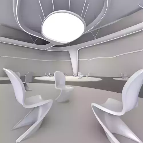 Futuristic Exbition Conference hall Interior 3D model