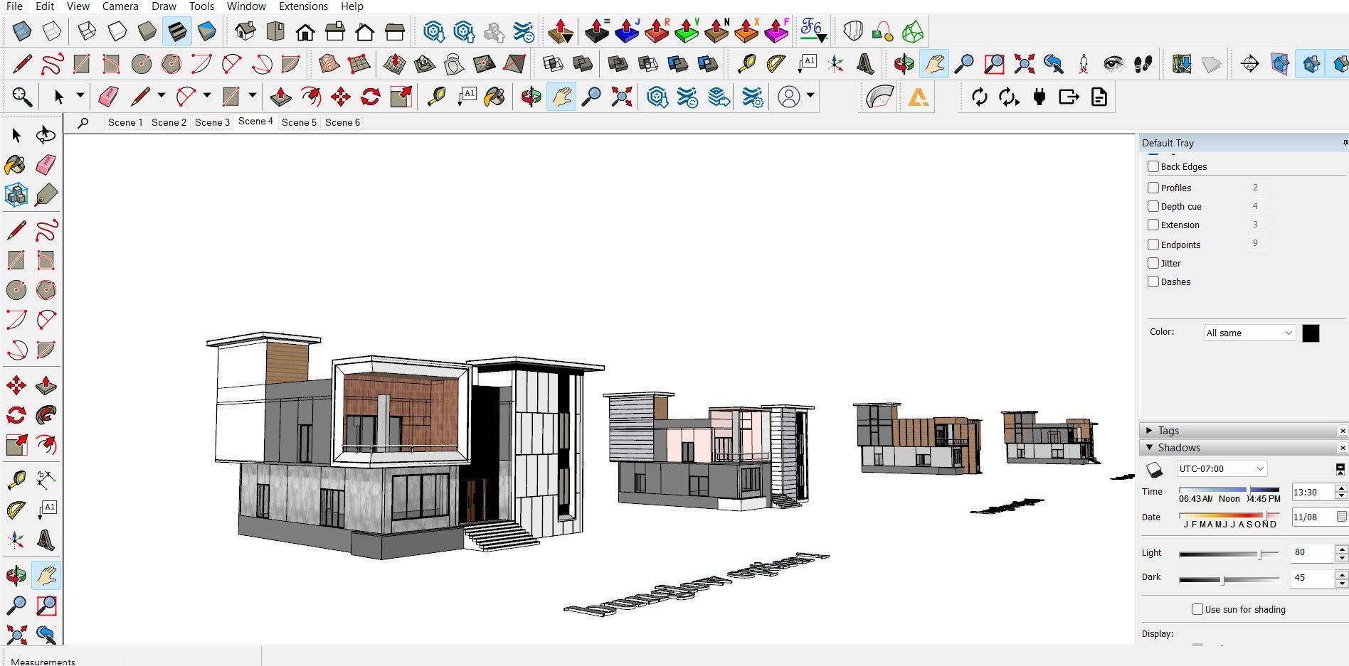 Modern Bungalow Set of 6 Facade Design Low-poly 3D model_5