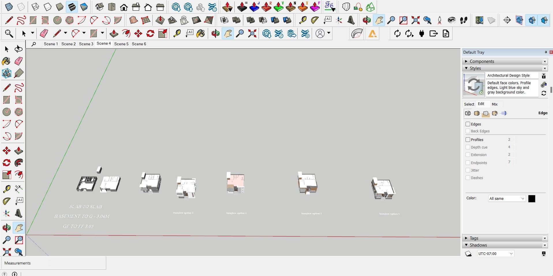 Modern Bungalow Set of 6 Facade Design Low-poly 3D model_6