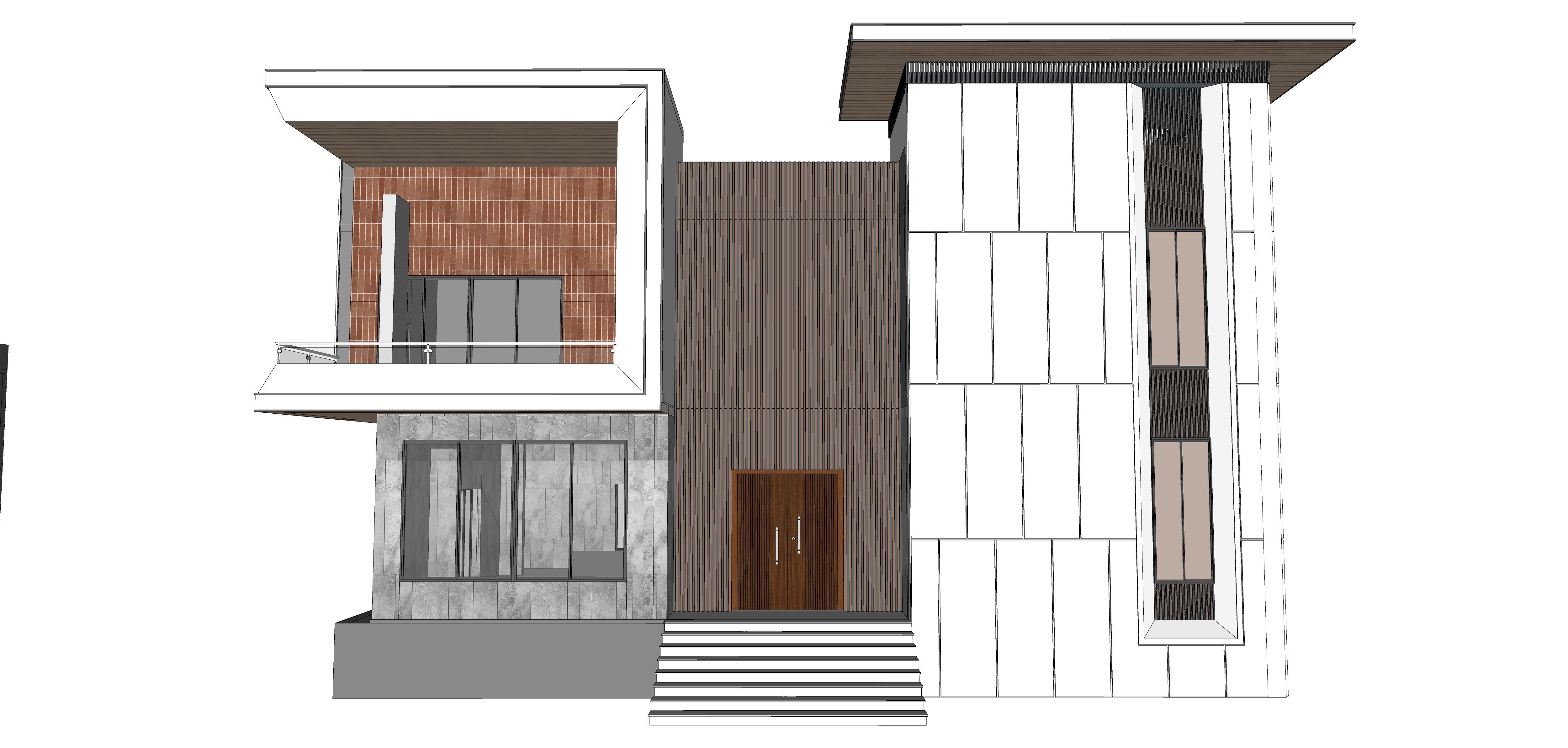 Modern Bungalow Set of 6 Facade Design Low-poly 3D model_4