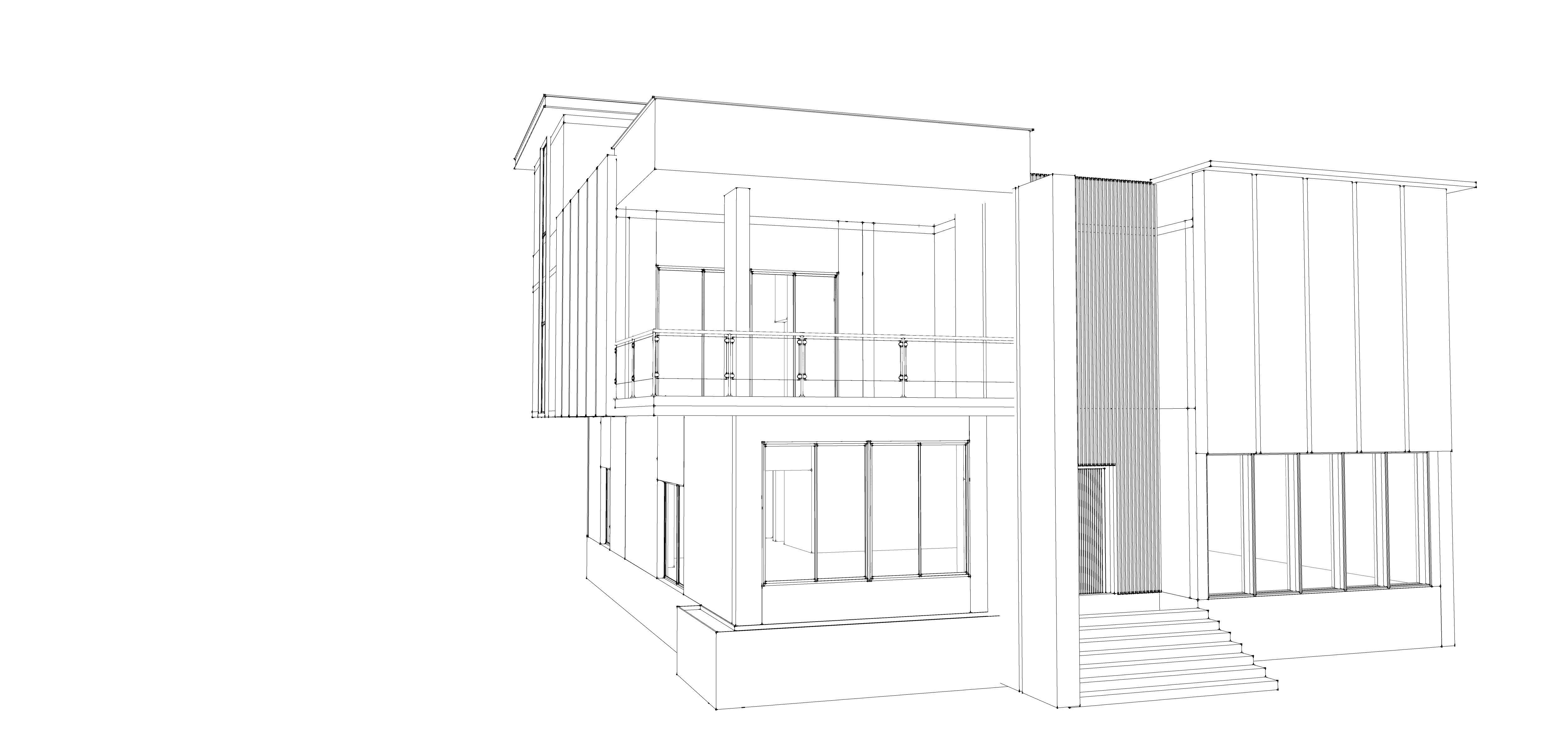 Modern Bungalow Set of 6 Facade Design Low-poly 3D model_2