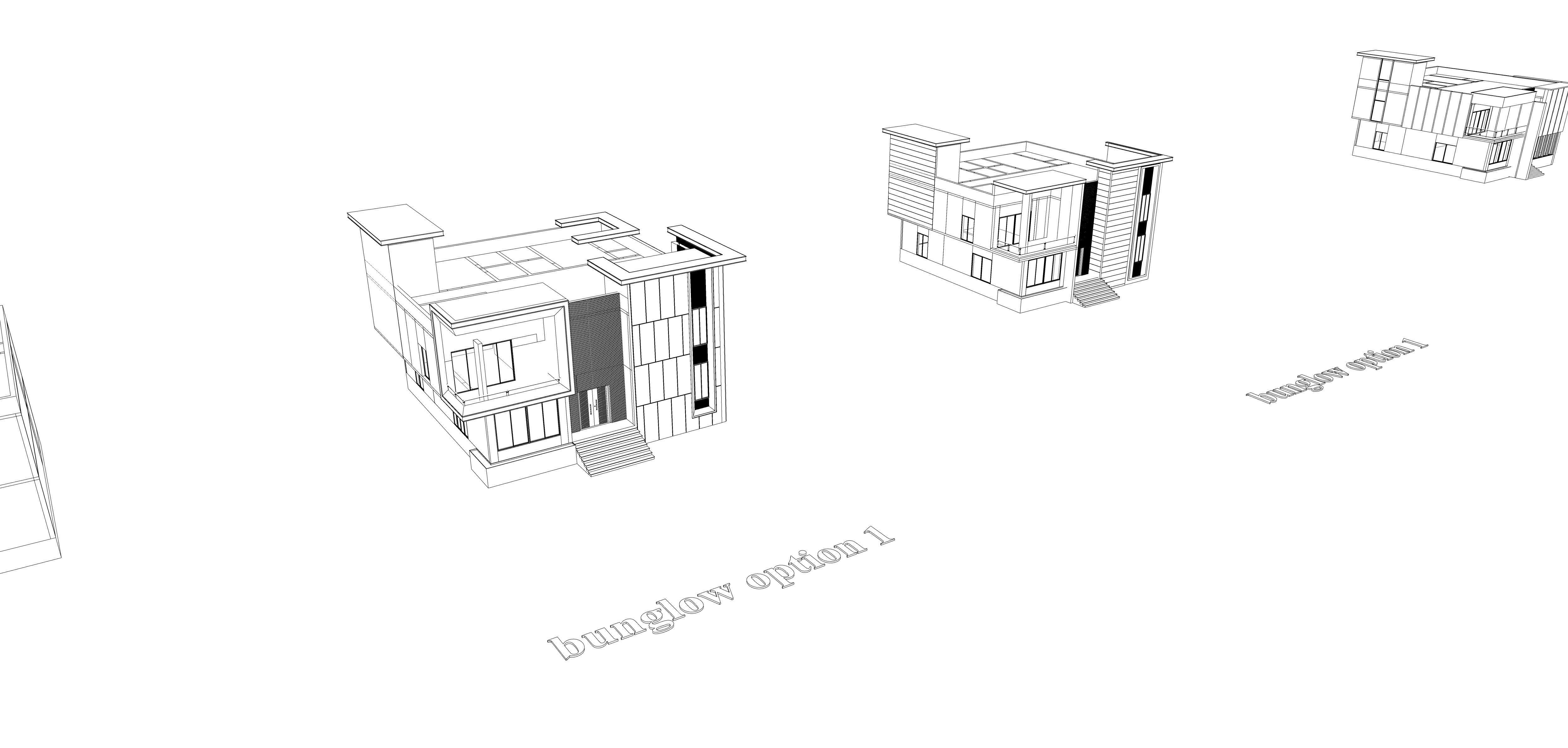 Modern Bungalow Set of 6 Facade Design Low-poly 3D model_7