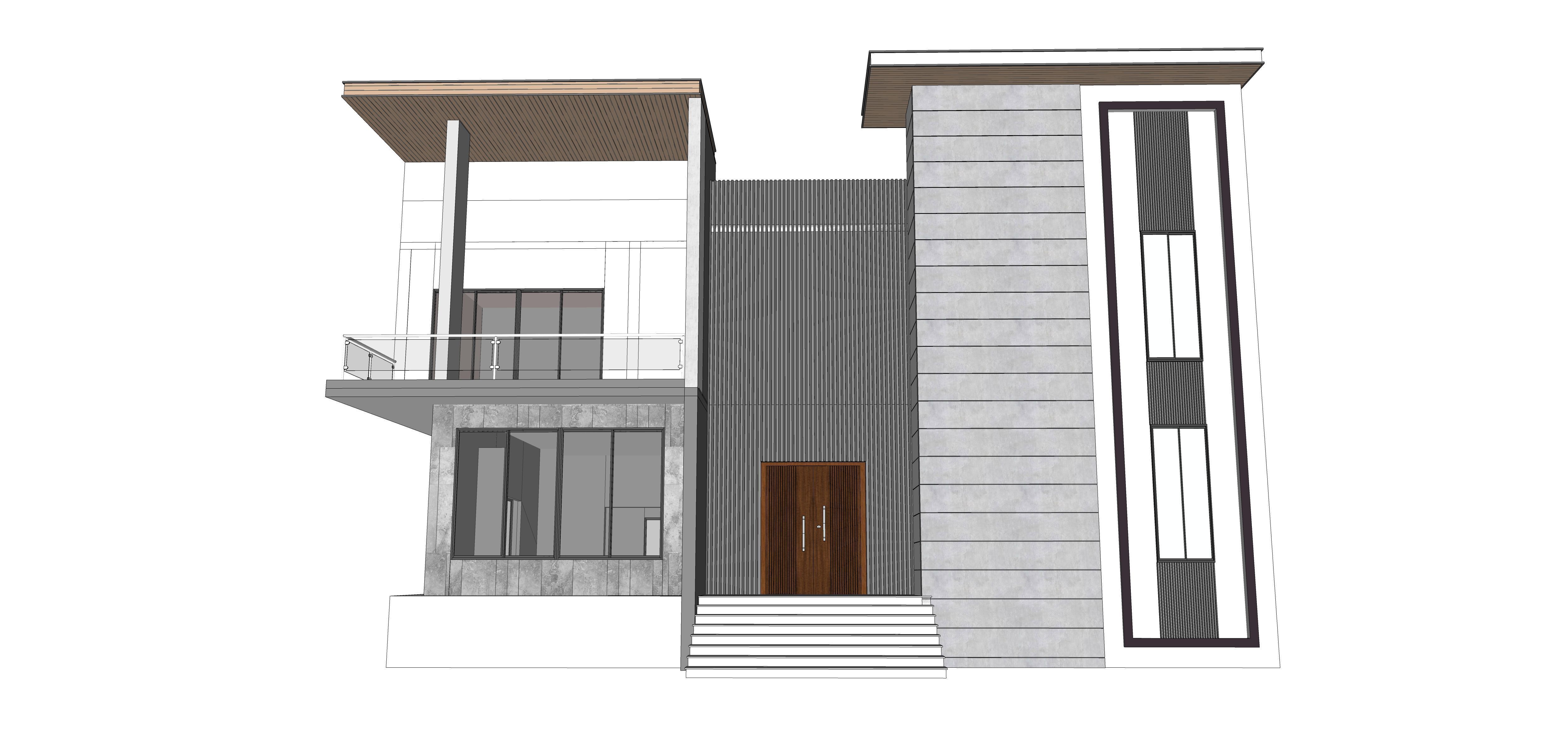 Modern Bungalow Set of 6 Facade Design Low-poly 3D model_9