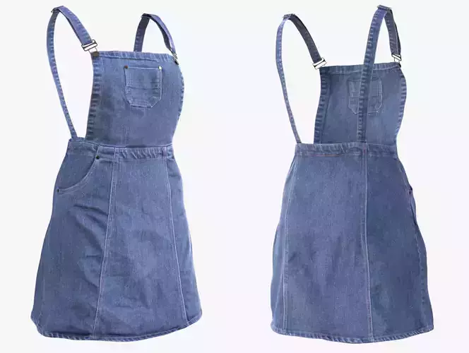 Denim Dress 101 - All MH Bodies - UE5 Skeletons - Rigged Low-poly 3D model