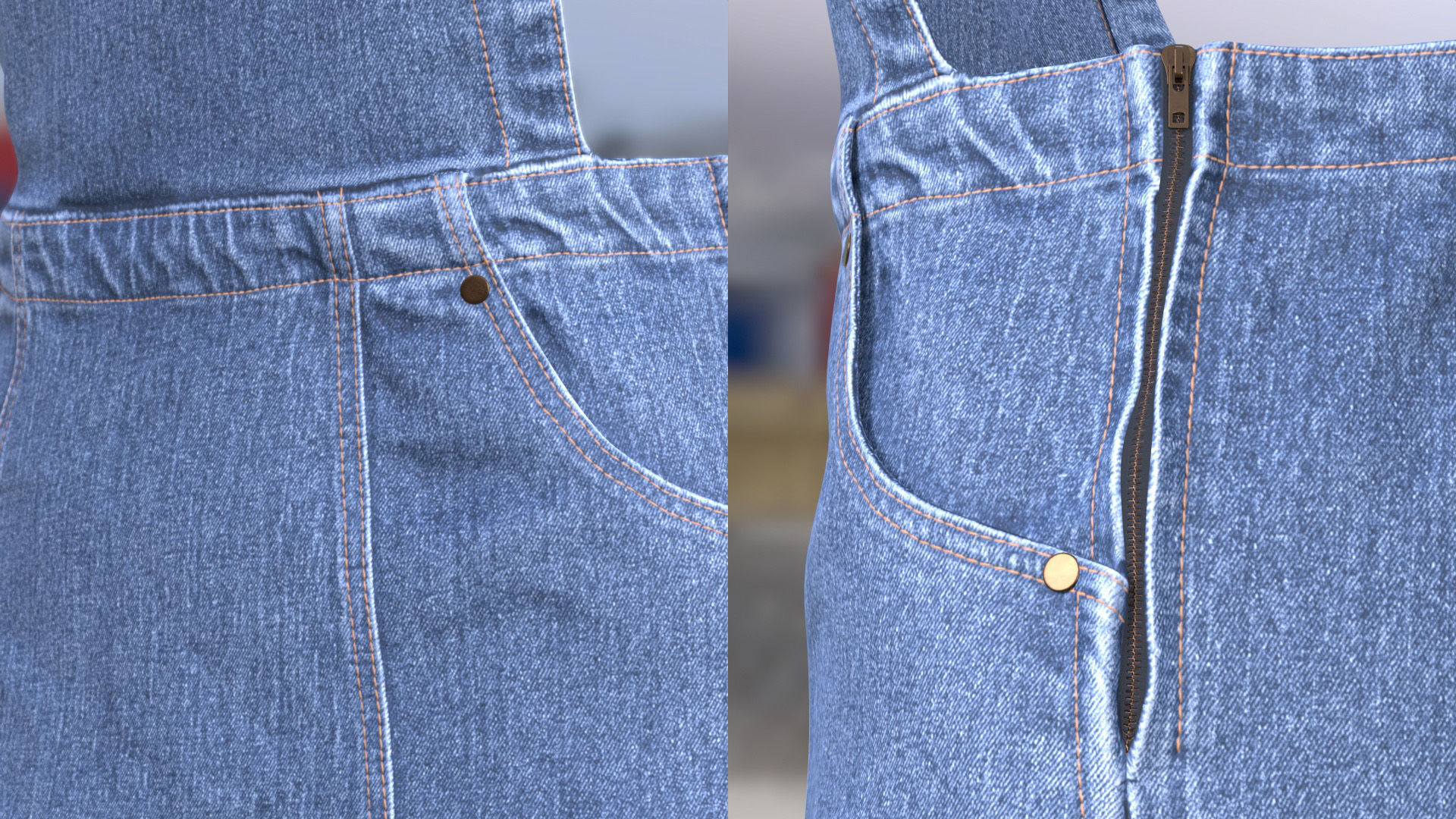 Denim Dress 101 - All MH Bodies - UE5 Skeletons - Rigged Low-poly 3D model_12