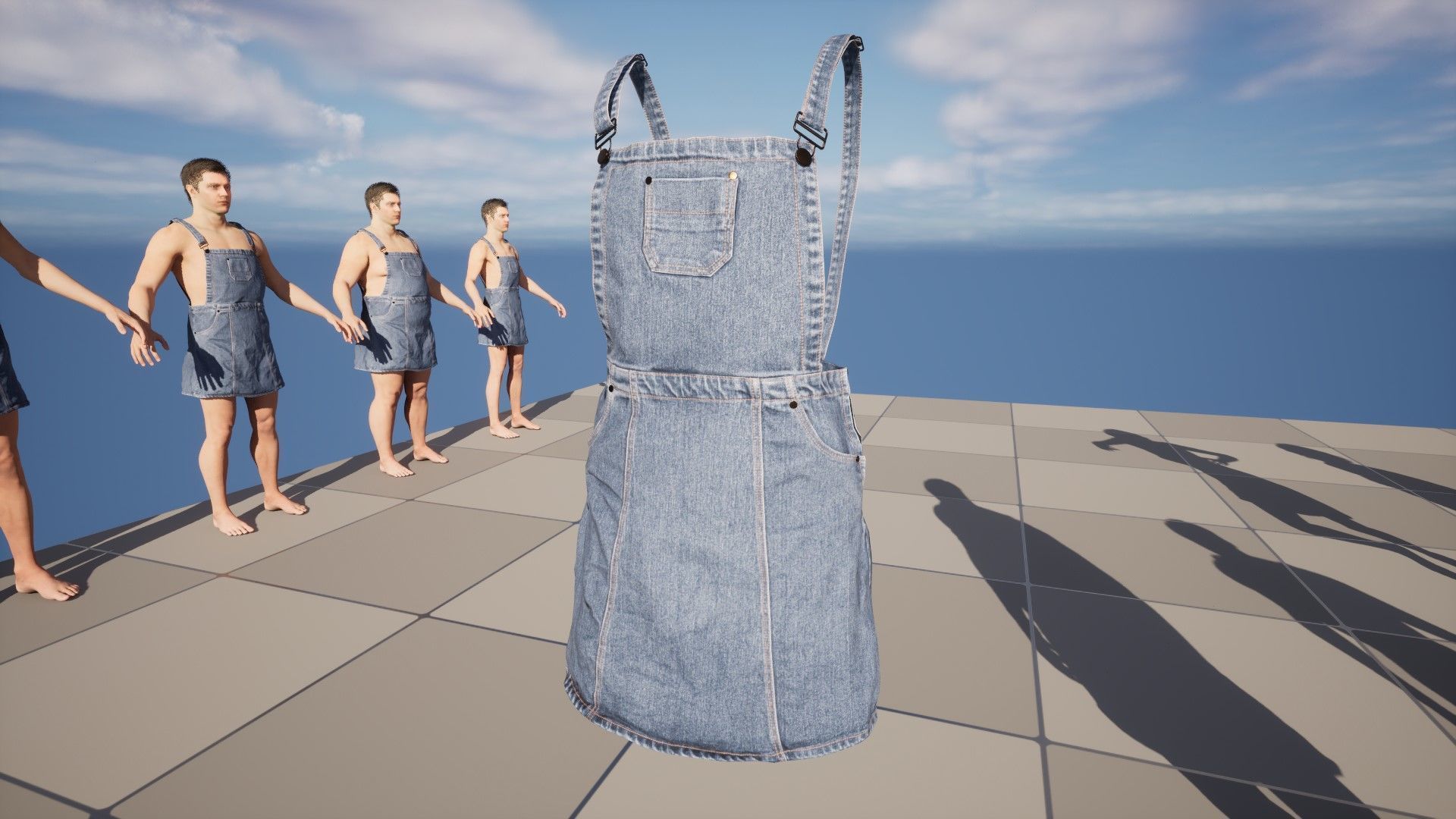 Denim Dress 101 - All MH Bodies - UE5 Skeletons - Rigged Low-poly 3D model_19