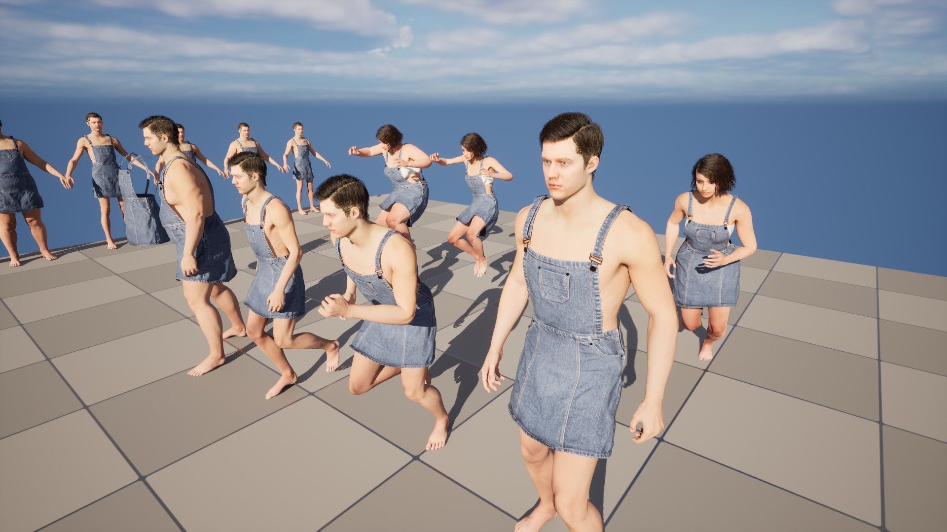 Denim Dress 101 - All MH Bodies - UE5 Skeletons - Rigged Low-poly 3D model_15